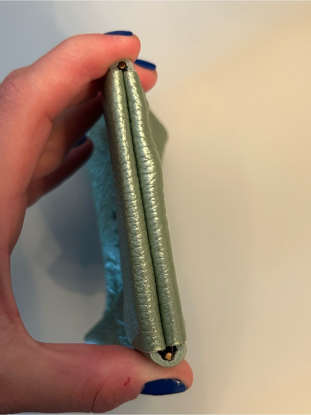 Portland Leather Goods Green Metallic Scallop Leather Coin Penny Pouch - Picture 5 of 9